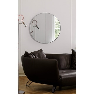SUNBOW 24-inch Modern Silver Flat Round Wall Mirror - 24