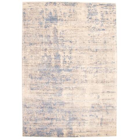 ECARPETGALLERY Hand Tufted Galleria Slate Blue Viscose Rug - 7'0 x 11'2