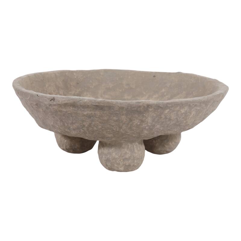 Pottery Paper Mache Bowl Artisanal Handcrafted Sculptural - Tan - 12" x 12" x 4.75"