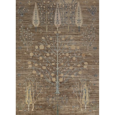 Hand Knotted Oriental 100% Wool Carpet Transitional Floral Brown Oushak Area Rug - 10' 0'' X 7' 10''