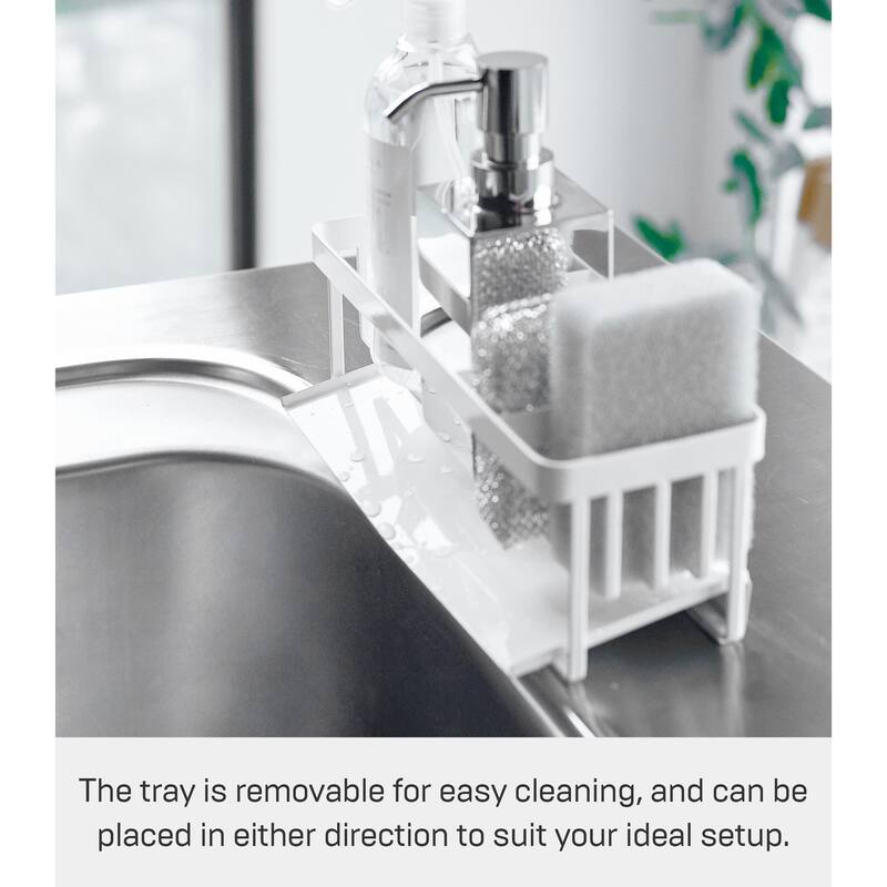 Yamazaki Home Sponge and Bottle Holder, Steel - L 3.94 x W 9.84 x H 3.74 inches