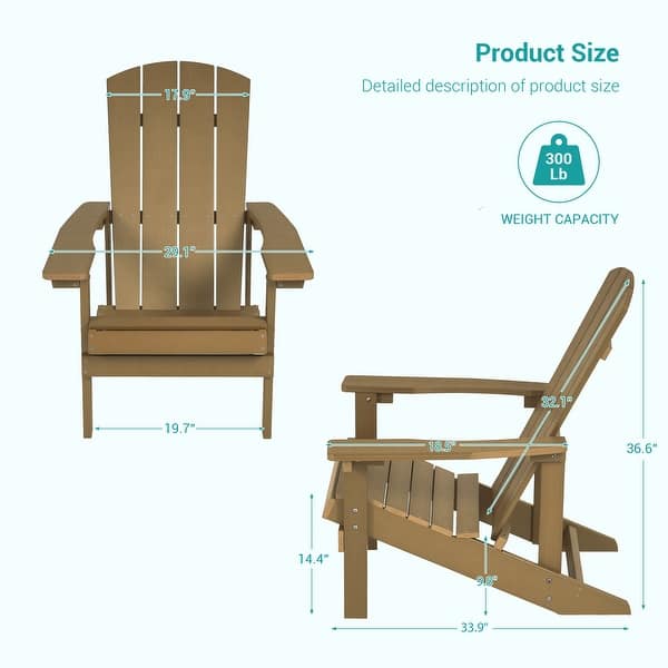 dimension image slide 9 of 11, Bonosuki Outdoor HIPS Weather-Resistant Plastic Adirondack Chairs