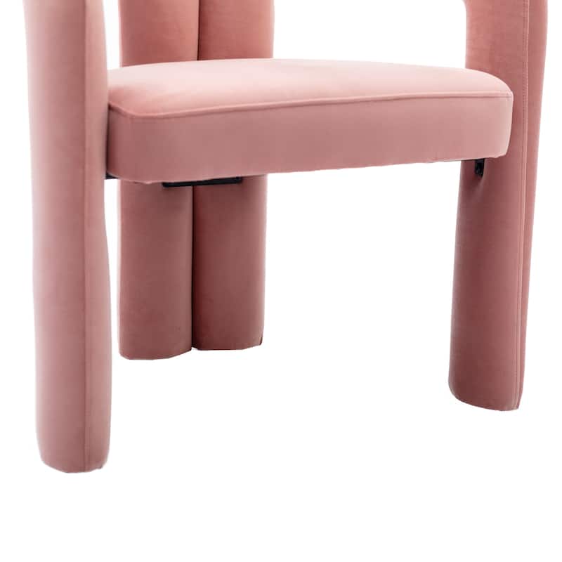 Pink Modern 25.2" Upholstered Accent Chair with Curved Circular Backrest and High-Density Foam (Set of 2)