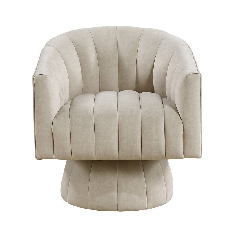 Velvet Swivel Barrel Chair, Round Upholstered Sofa Chair, Lounge Armchair with Barrel Back for Living Room, Bedroom