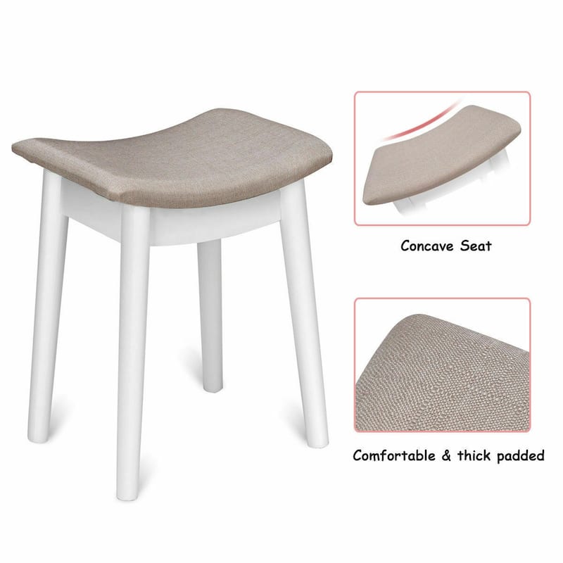 Costway Vanity Dressing Table Flip Desk Furniture Stool 2 White