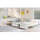 preview thumbnail 5 of 7, Modern Pine Wood Frame Full Over Twin & Twin Bunk Bed, Wood Triple Bunk Bed with Drawers and Guardrails