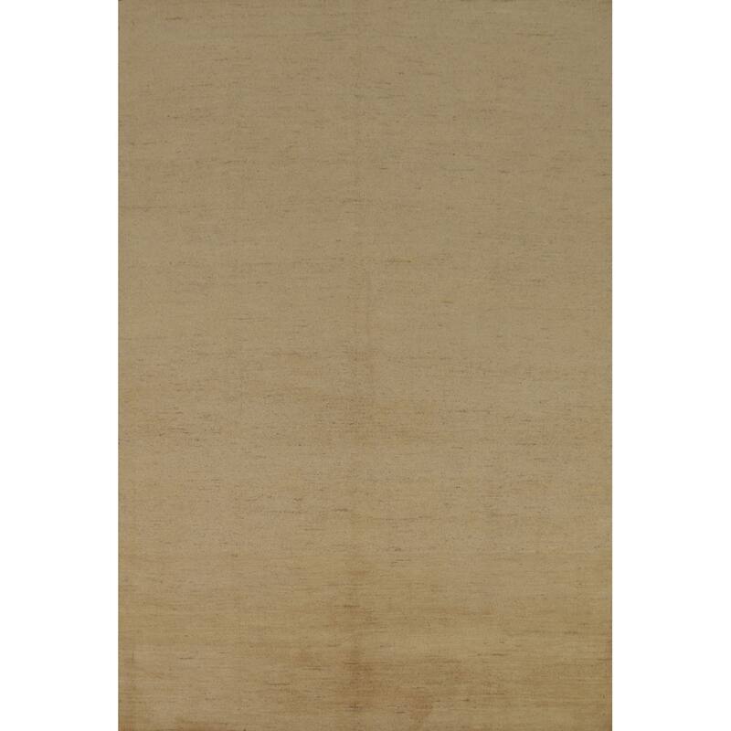 Beige Gold Gabbeh Oriental Area Rug Hand-Knotted Wool Carpet - 5'9" x 8'4"