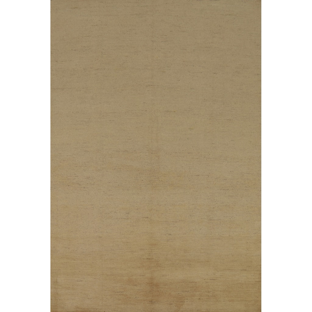 Beige Gold Gabbeh Oriental Area Rug Hand-Knotted Wool Carpet - 5'9" x 8'4"