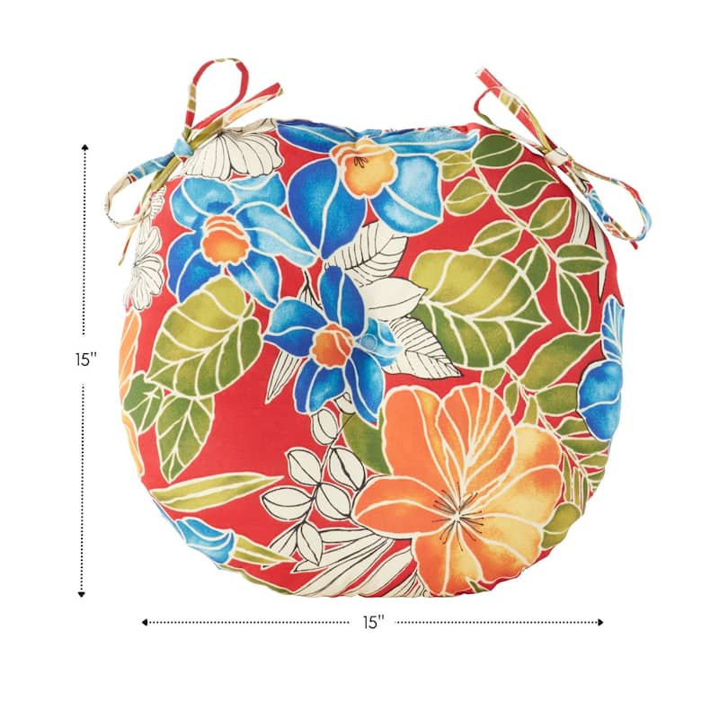 Aloha Floral 15-inch Round Outdoor Bistro Chair Cushion (Set of 4)
