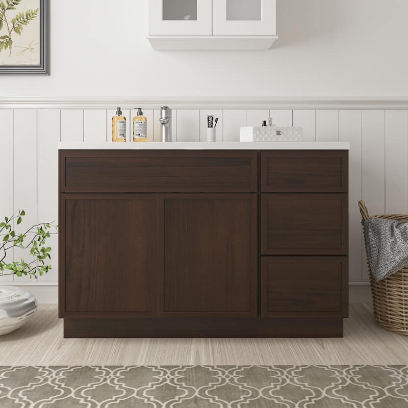 Vanity Art 54" Birch Freestanding Bathroom Vanity Cabinet without Top - Brown