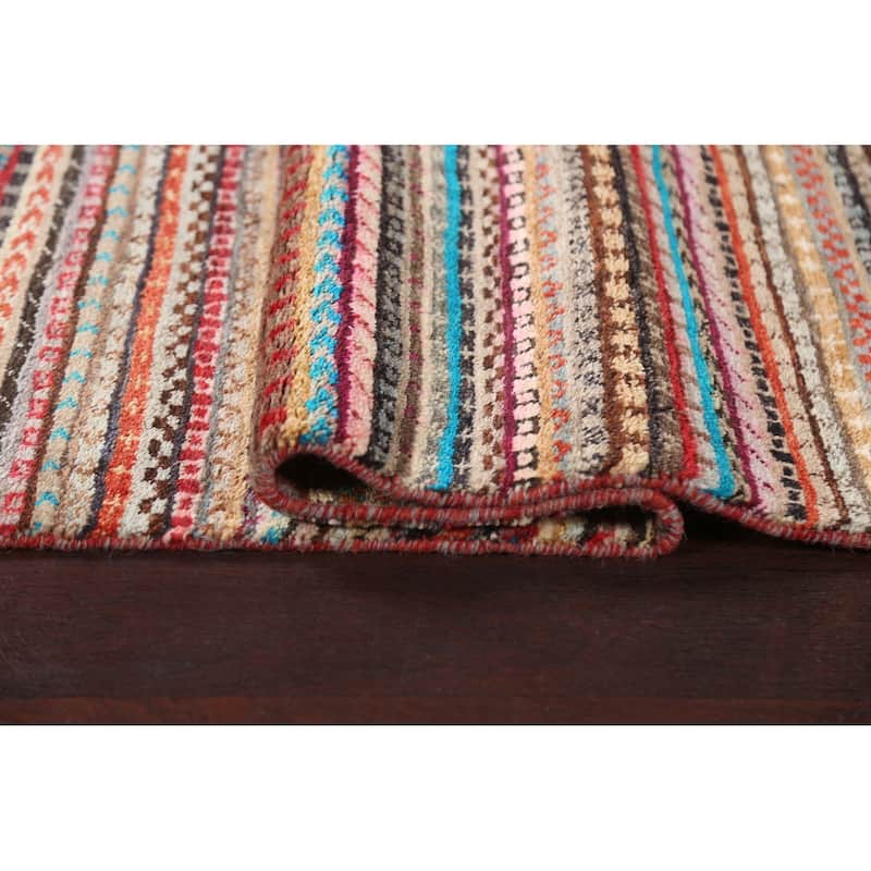 Striped Gabbeh Kashkoli Oriental Runner Rug Wool Hand-knotted Carpet - 2'8" x 9'10"