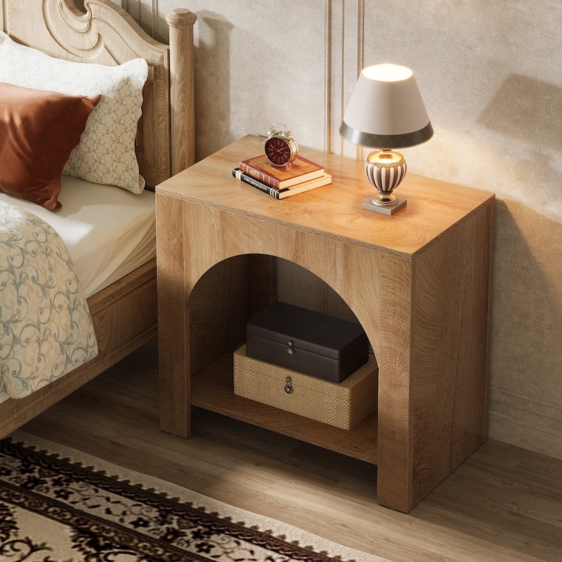 Farmhouse Night Stand for Bedroom, Home Office, Brown Bedside Table
