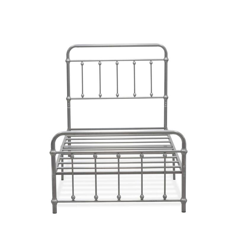 Twin Bed Frame - Metal Legs, Powder Coated Silver - Modern Deluxe Platform Bed