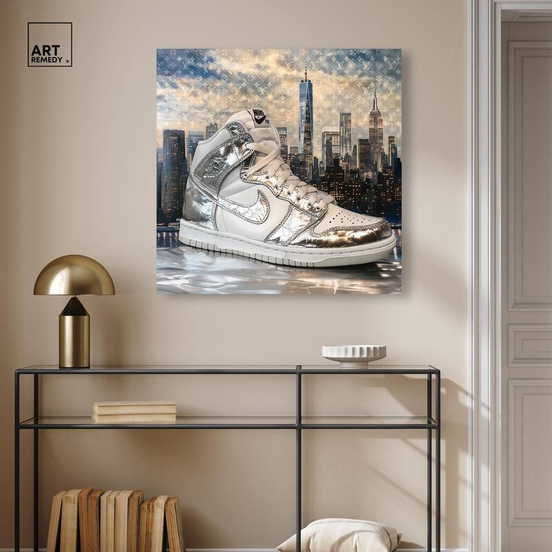 NYC Metallic Sneaker Canvas by Art Remedy, Gallery Wrapped
