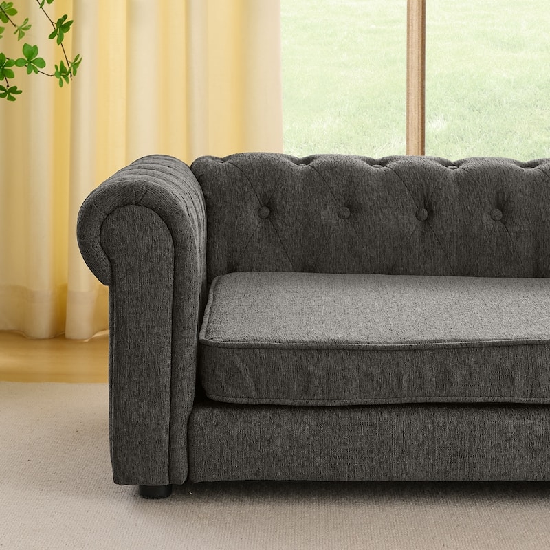 Elegant Rectangular Pet Sofa Bed for Dogs Up to 130lbs - Grey