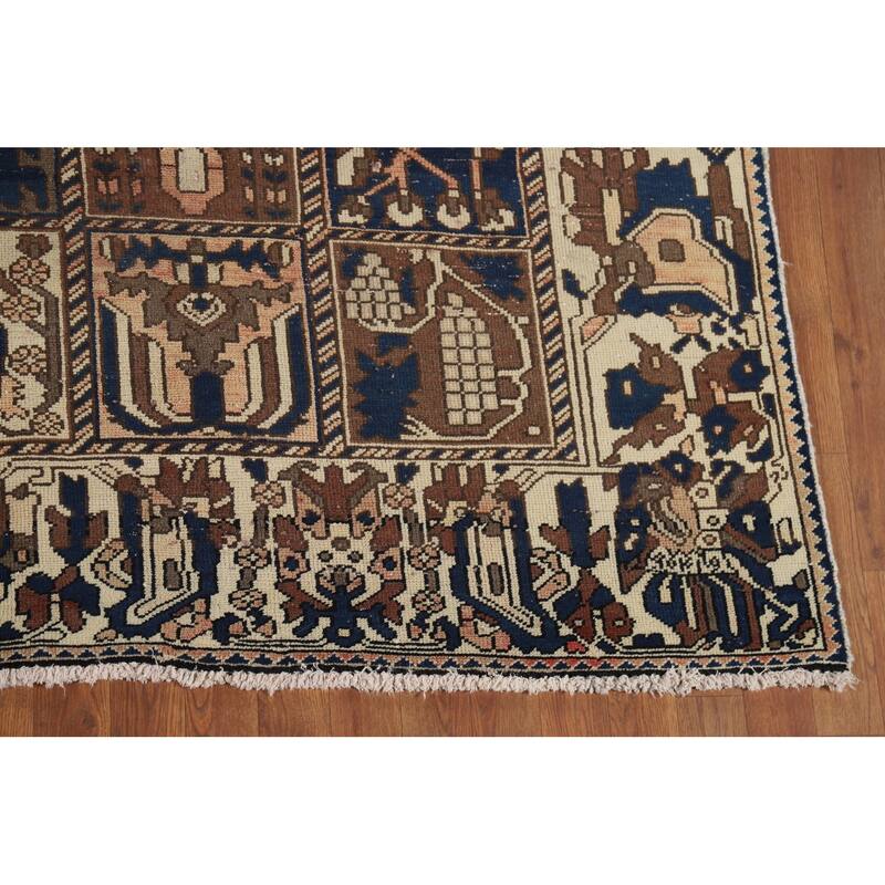 Garden Design Bakhtiari Vintage Persian Rug Handmade Wool Carpet - 6'8" x 10'2"