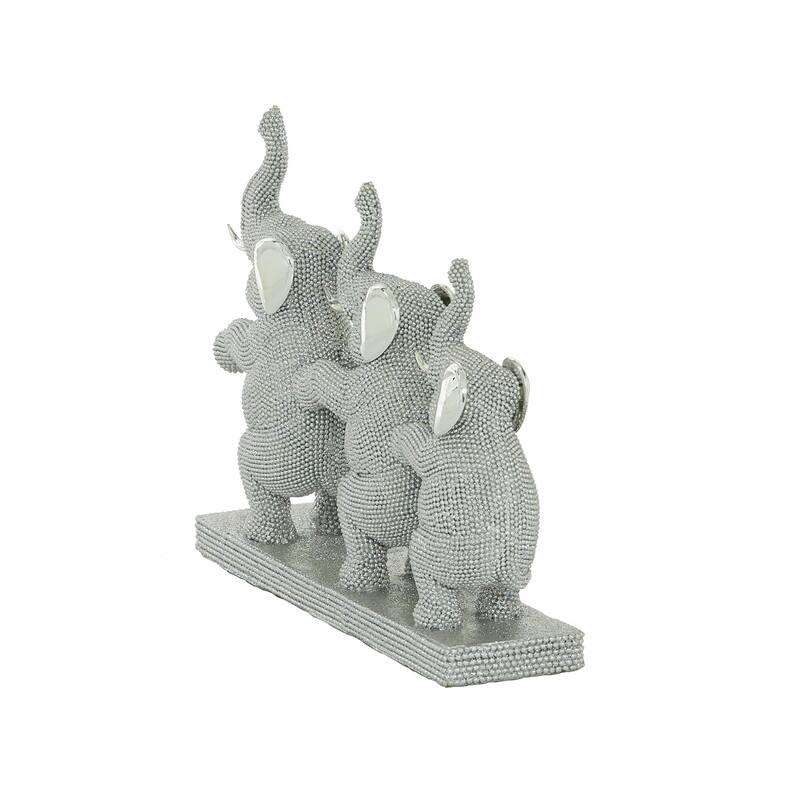 Polystone Elephant Decorative Sculpture - Silver - Roche River Decor