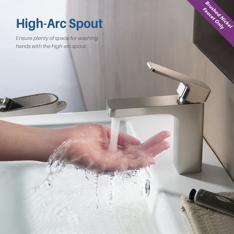 Solid Brass Lead-free Single-handle High Arc Bathroom Faucet