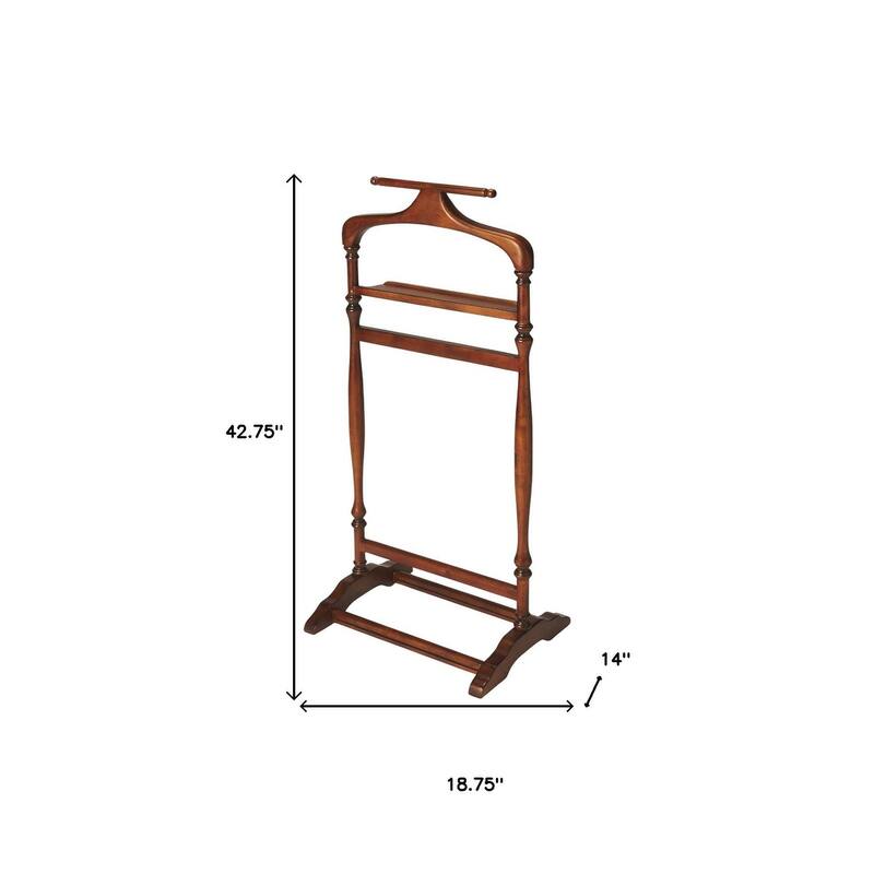 HomeRoots Judson Olive Ash Burl Valet Stand - 18.75 in. x 42.75 in. x 14.00 in.