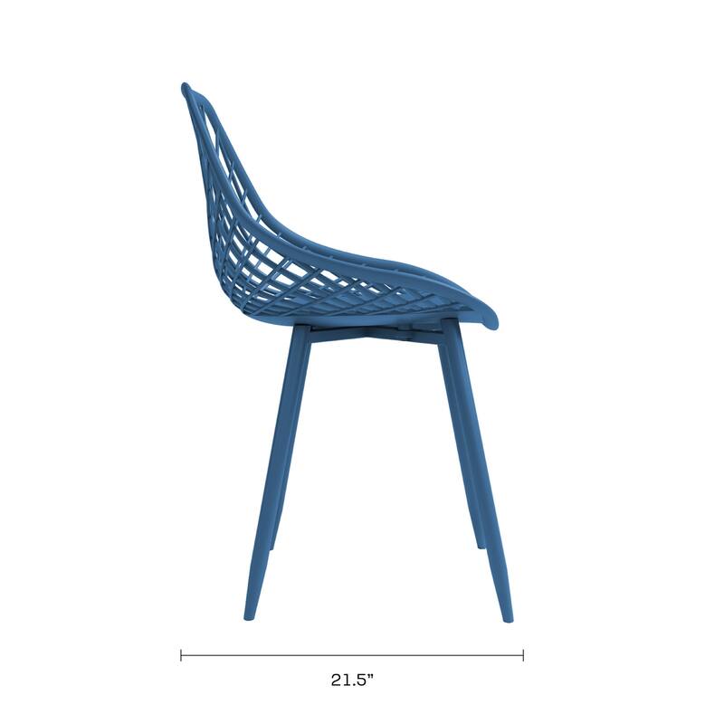 Kurv™ Mid-Century Modern Dining Chair with Steel Legs for Indoors or Outdoors - Set of 2