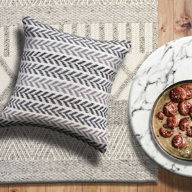 LR Home Embroidered Chevron 18-Inch Throw Pillow
