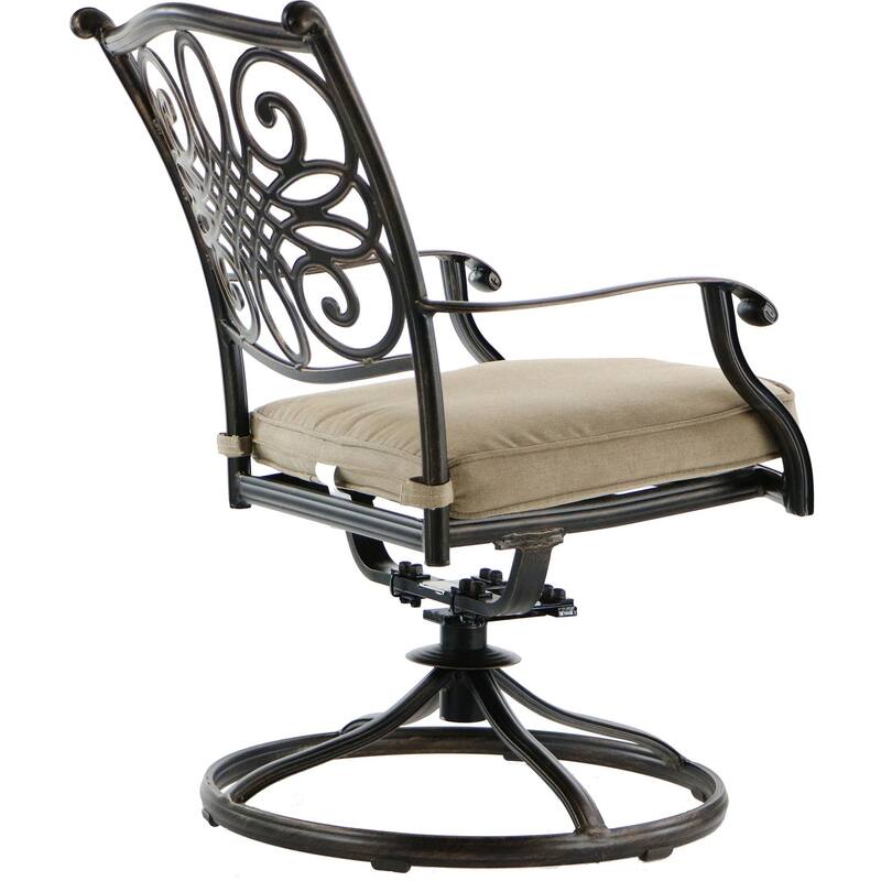 Hanover Traditions 11-Piece Dining Set in Tan with Ten Swivel Rockers and an Extra-Long Dining Table