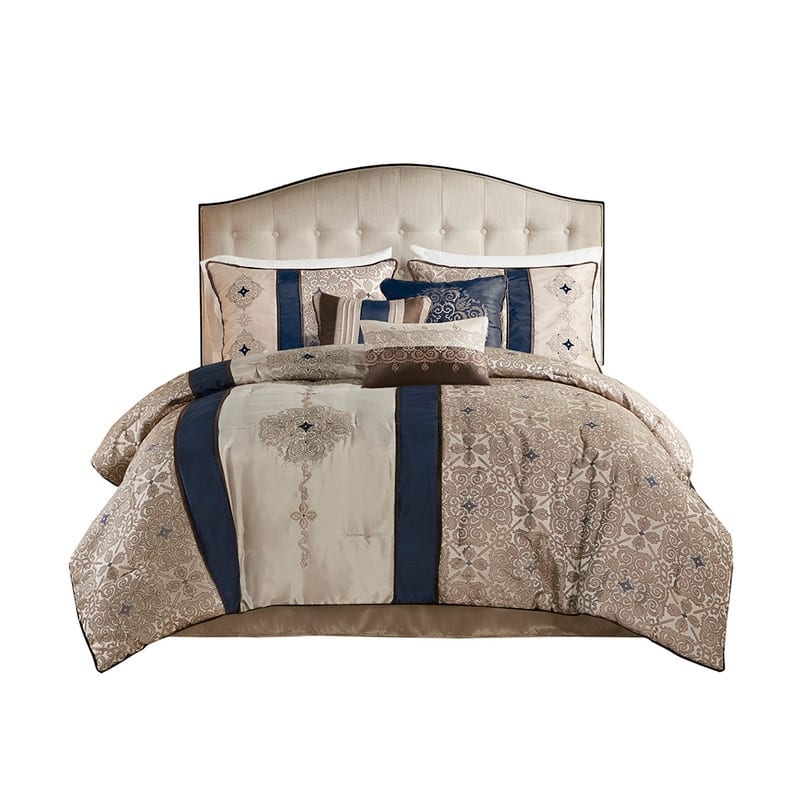 7 Piece Jacquard Comforter Set with Throw Pillows