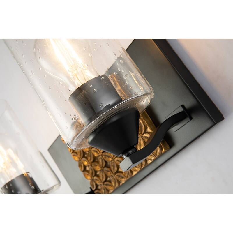 2 Light Bath Vanity Light in Black and Gold