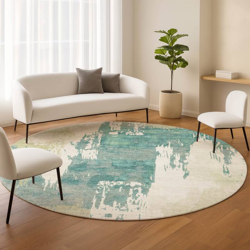 Machine Washable Indoor/ Outdoor Contemporary Fusion Chantille Rug