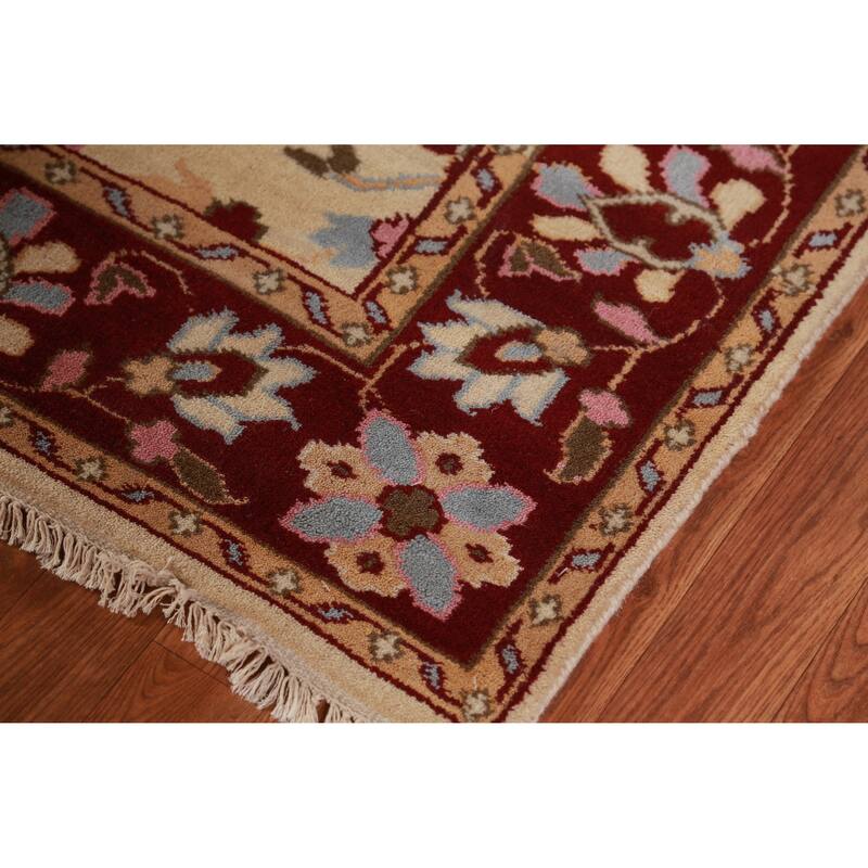 Hand Knotted Oriental 100% Wool Carpet Traditional Floral Peach Ziegler Area Rug - 7' 1'' X 5' 5''