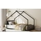 preview thumbnail 17 of 34, Twin Size Kids' House Bed Frame with Canopy, Built-In Multi-Color LED Lights, Sturdy Metal Slats, Low-Profile Design