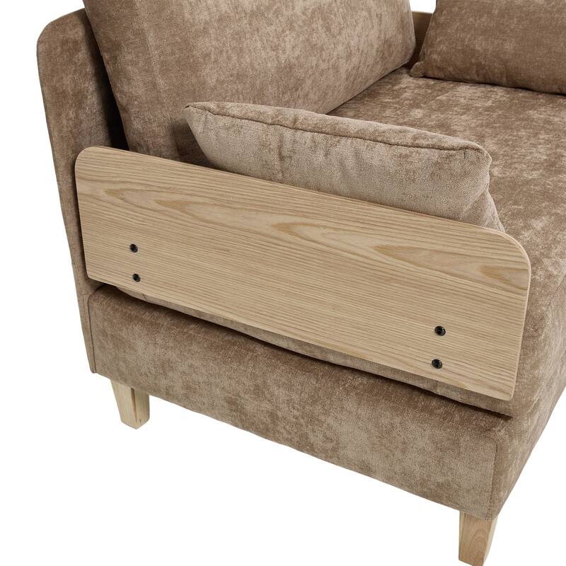 Chenille 3-in-1 Convertible Sofa Bed Chair with 3 Pillows and Storage Pockets