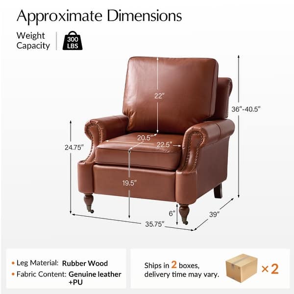 dimension image slide 1 of 2, Honorio Traditional Genuine Leather Armchair with Solid Wood Legs and Front Casters Set of 2 By HULALA HOME