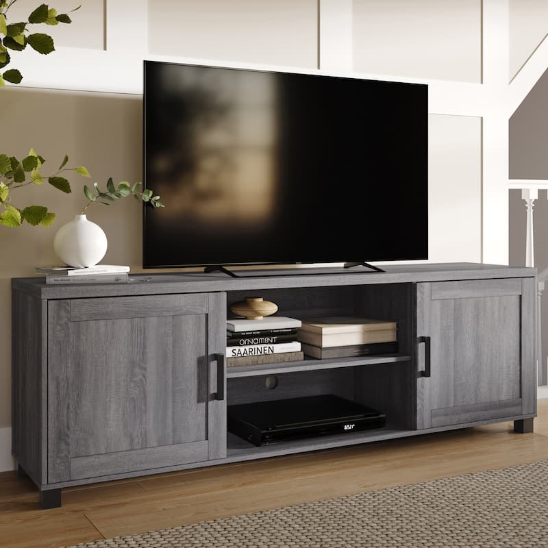 Virlomi TV Stand with Doors, TVs up to 85" - Grey