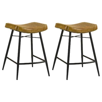 Bayu Leather Upholstered Counter Stool Antique (Set of 2) - 18.00'' x 19.00'' x 25.00''