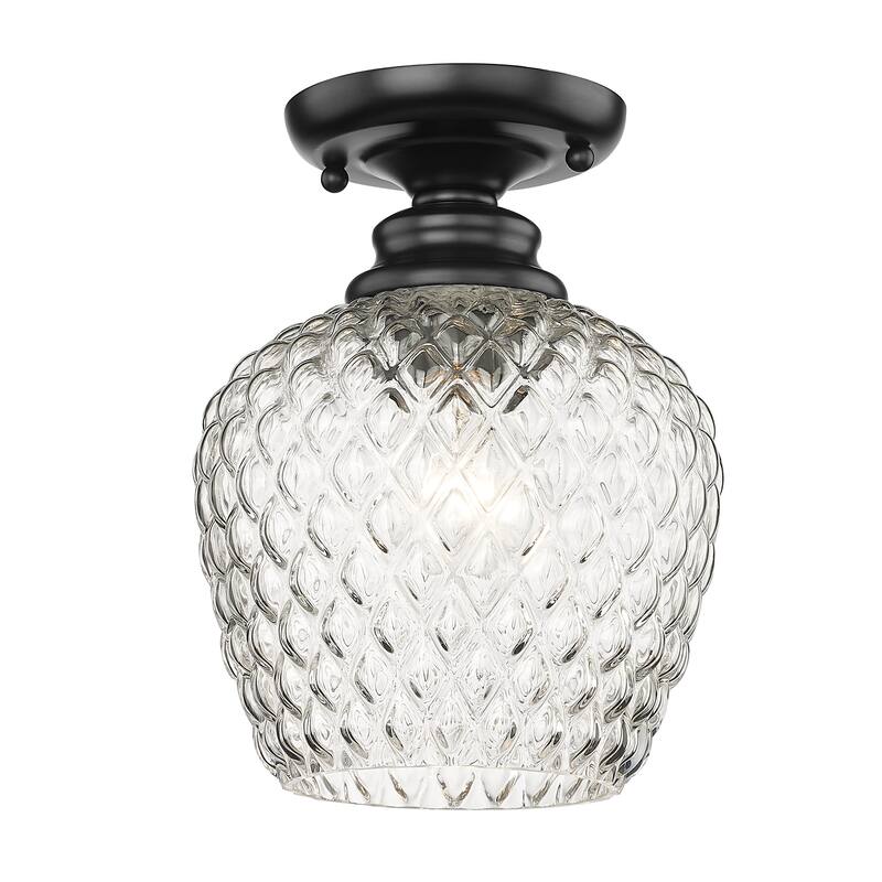 Adeline 1-Light Semi-flush - Matte Black with Clear Glass
