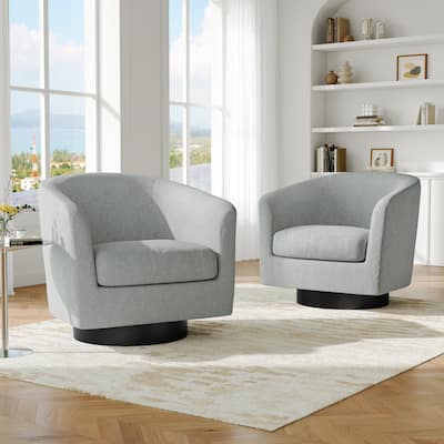 2 Set Modern Soft Upholstered Chenille Swivel Barrel Chair