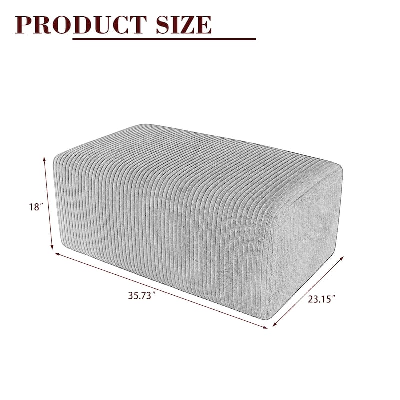 Modern 35" W Rectangular Corduroy Fully Sponge Molded Ottoman