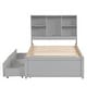 preview thumbnail 20 of 41, Twin Size Platform Bed Heavy Duty Wood Platform Bed with Bookcase Headboard and 2 Drawers, Built-in USB Port for Bedroom