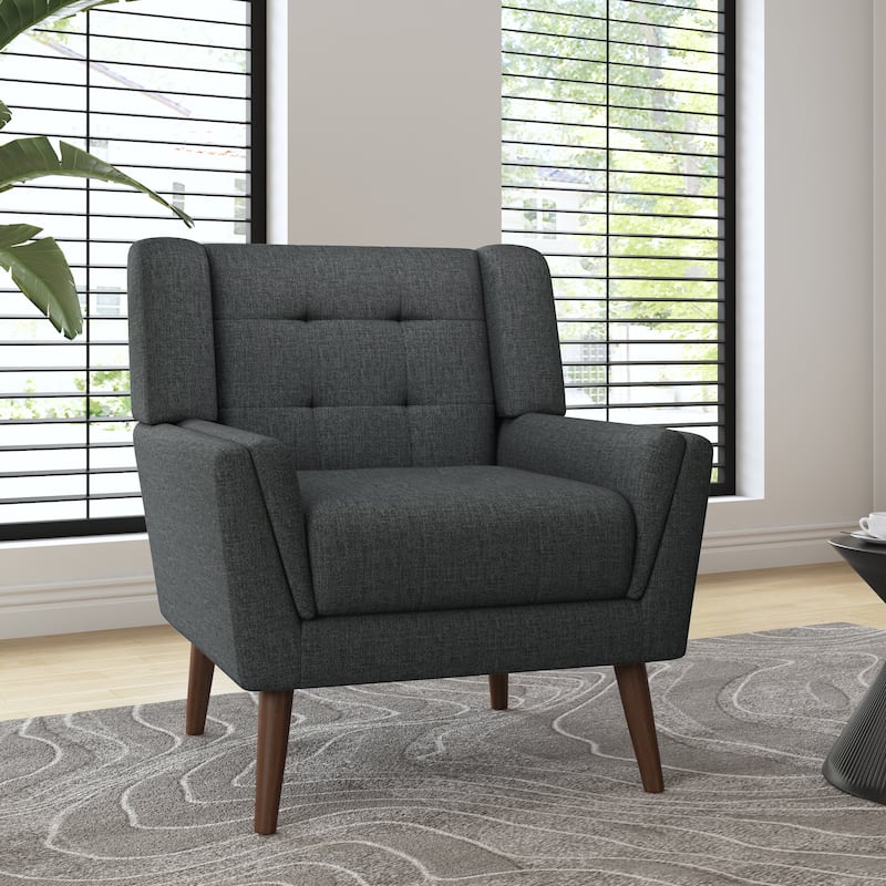 Modern Linen Accent Chair Tufted Armchair
