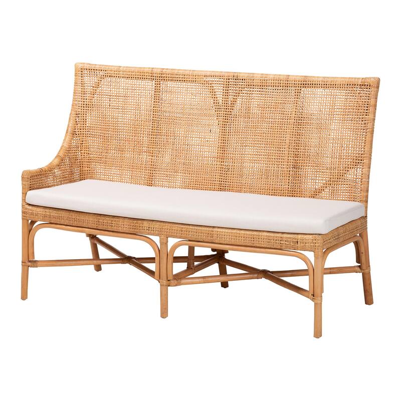 Baako Bohemian Light Honey Rattan 2-Piece Dining Nook Bench Set