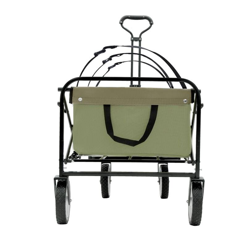 360 lb Collapsible Wagon Cart with Strapping System & 3-Pack Waterproof Liners