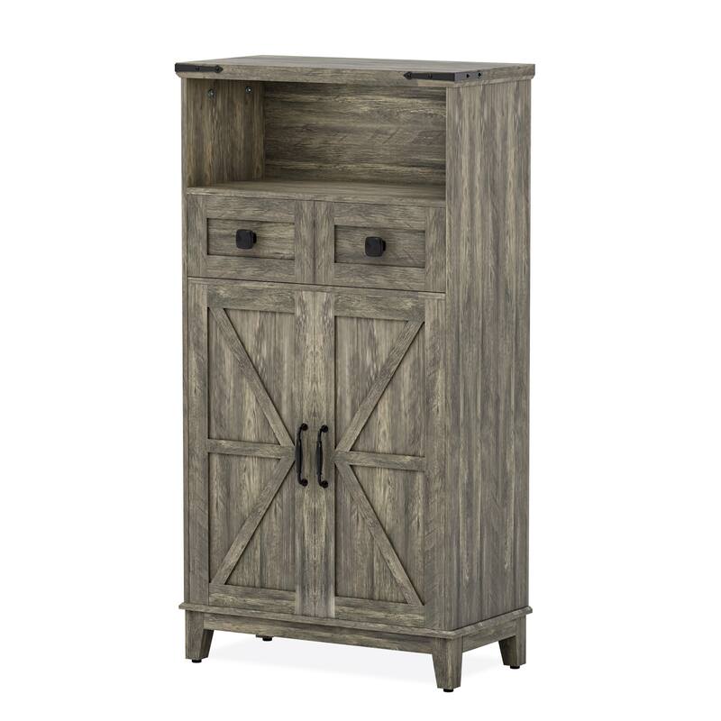 EROMMY Farmhouse Storage Cabinet with Doors and Adjustable Shelves, Small Freestanding Floor Cabinet , Narrow Organizer - N/A