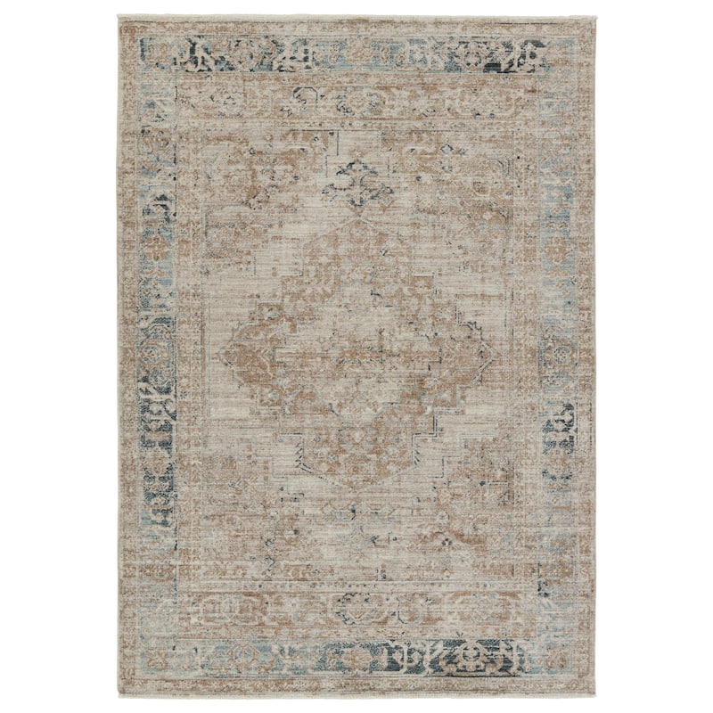 Emory Medallion Red/ Blue Area Rug - 8' x 10' - Taupe/Tan - Rectangle