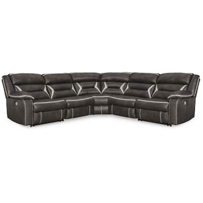 Signature Design by Ashley Kincord Brown 5-Piece Power Reclining Sectional - 109"W x 125"D x 41"H