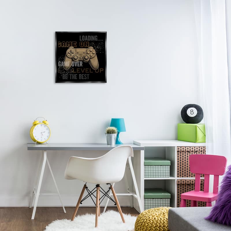 Stupell Gamer Controls Phrases Framed Floater Canvas Wall Art Design By Kim Allen