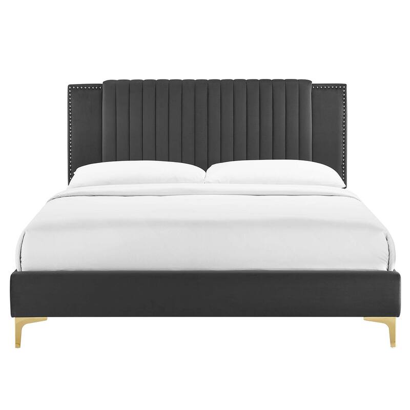 Zahra Channel Tufted Performance Velvet Queen Platform Bed