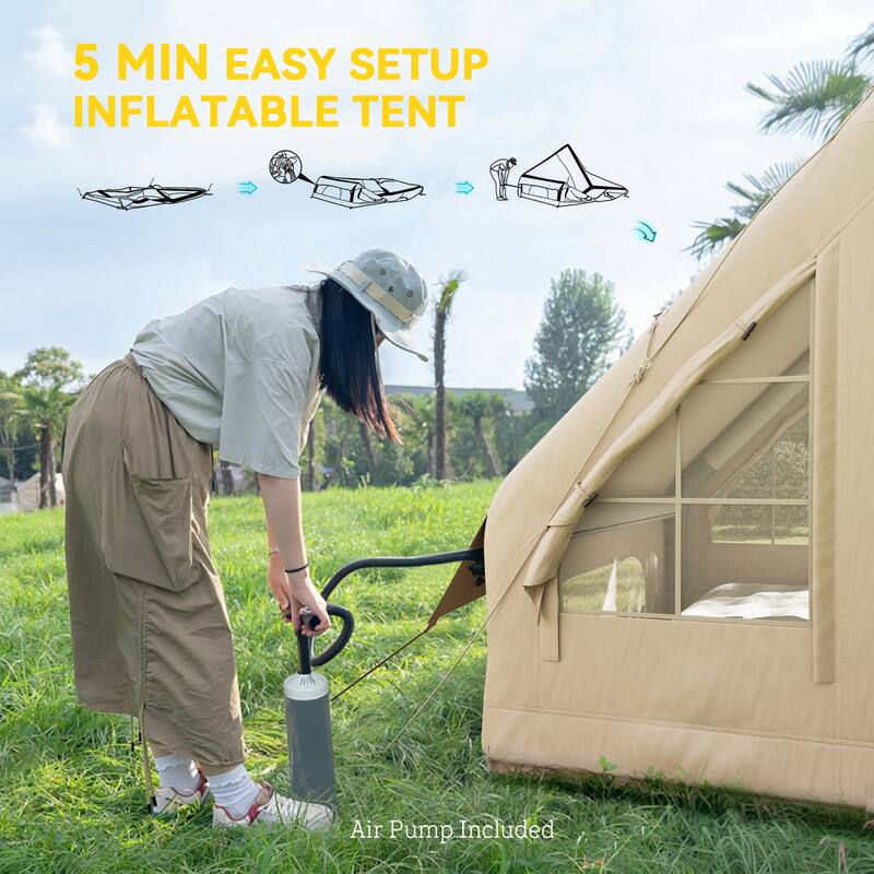 Sand Inflatable Camping Tent Quick Setup Waterproof with Air Pump Portable Family Tent - 118.1" L x 78.7" W x 78.7" H
