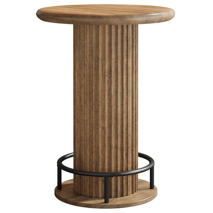 Wooden Round Counter Height Bar Table, Fluted Bistro High Pub Table