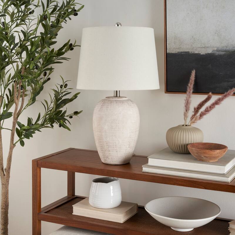 Nourison 23" Unglazed Ceramic Jar Table Lamp